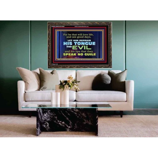 KEEP YOUR TONGUES FROM ALL EVIL  Bible Scriptures on Love Wooden Frame  GWGLORIOUS10497  