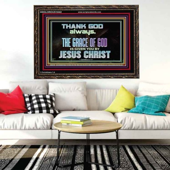 THANKING GOD ALWAYS OPENS GREATER DOOR  Scriptural Décor Wooden Frame  GWGLORIOUS10442  