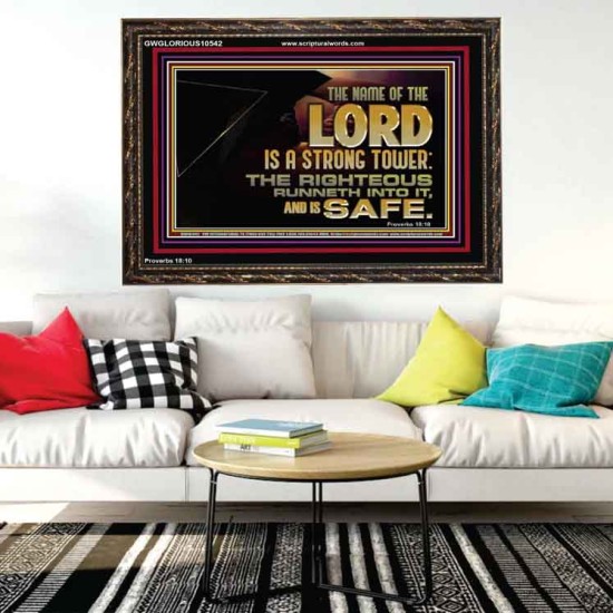 THE NAME OF THE LORD IS A STRONG TOWER  Contemporary Christian Wall Art  GWGLORIOUS10542  
