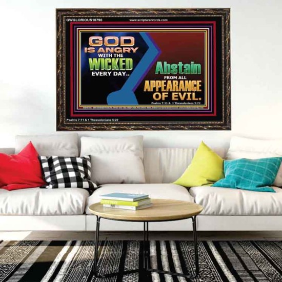 GOD IS ANGRY WITH THE WICKED EVERY DAY  Biblical Paintings Wooden Frame  GWGLORIOUS10790  