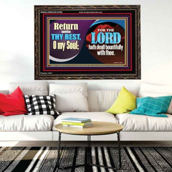 THE LORD HATH DEALT BOUNTIFULLY WITH THEE  Contemporary Christian Art Wooden Frame  GWGLORIOUS10792  