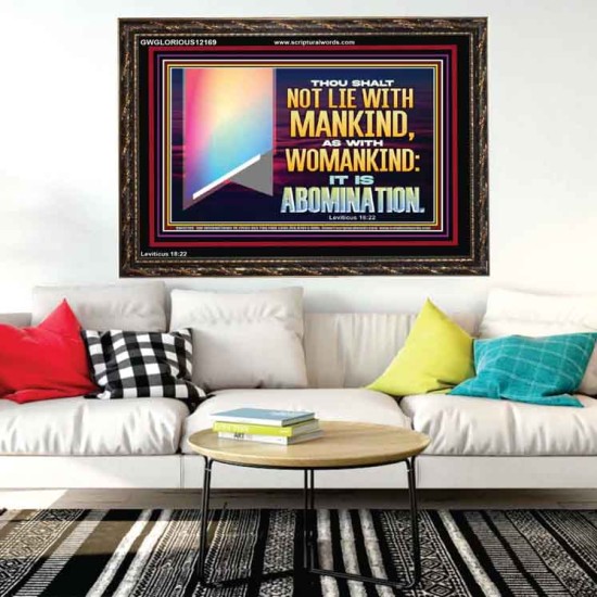 THOU SHALT NOT LIE WITH MANKIND AS WITH WOMANKIND IT IS ABOMINATION  Bible Verse for Home Wooden Frame  GWGLORIOUS12169  