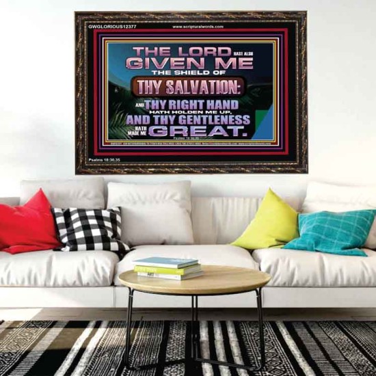 THY RIGHT HAND HATH HOLDEN ME UP  Ultimate Inspirational Wall Art Wooden Frame  GWGLORIOUS12377  