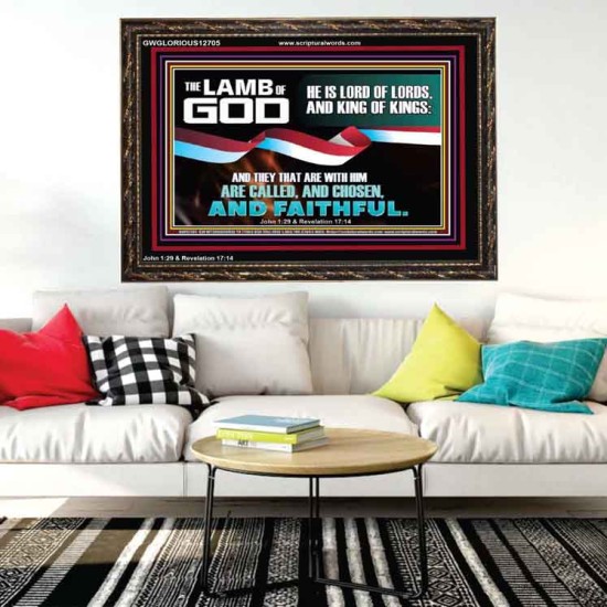 THE LAMB OF GOD LORD OF LORD AND KING OF KINGS  Scriptural Verse Wooden Frame   GWGLORIOUS12705  