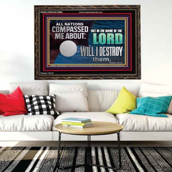 IN THE NAME OF THE LORD WILL I DESTROY THEM  Biblical Paintings Wooden Frame  GWGLORIOUS12966  