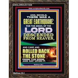 THE ANGEL OF THE LORD DESCENDED FROM HEAVEN AND ROLLED BACK THE STONE FROM THE DOOR  Custom Wall Scripture Art  GWGLORIOUS11826  "33x45"