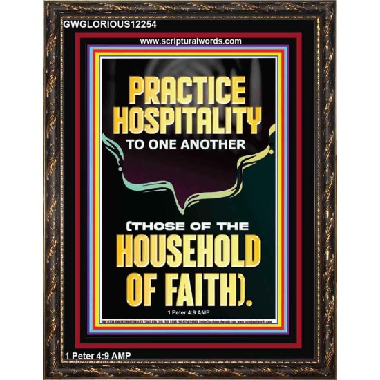 PRACTICE HOSPITALITY TO ONE ANOTHER  Contemporary Christian Wall Art Portrait  GWGLORIOUS12254  