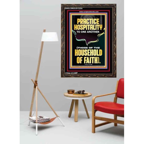 PRACTICE HOSPITALITY TO ONE ANOTHER  Contemporary Christian Wall Art Portrait  GWGLORIOUS12254  