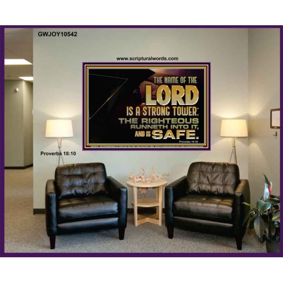 THE NAME OF THE LORD IS A STRONG TOWER  Contemporary Christian Wall Art  GWJOY10542  