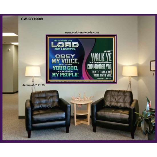 OBEY MY VOICE AND I WILL BE YOUR GOD  Custom Christian Wall Art  GWJOY10609  