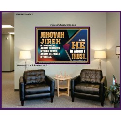 JEHOVAH JIREH OUR GOODNESS FORTRESS HIGH TOWER DELIVERER AND SHIELD  Scriptural Portrait Signs  GWJOY10747  "49x37"