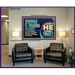 JEHOVAH EL SHADDAI GOD ALMIGHTY OUR GOODNESS FORTRESS HIGH TOWER DELIVERER AND SHIELD  Christian Quotes Portrait  GWJOY10752  "49x37"