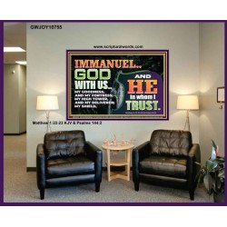 IMMANUEL..GOD WITH US OUR GOODNESS FORTRESS HIGH TOWER DELIVERER AND SHIELD  Christian Quote Portrait  GWJOY10755  "49x37"