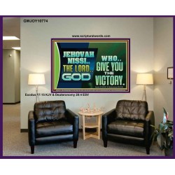 JEHOVAHNISSI THE LORD GOD WHO GIVE YOU THE VICTORY  Bible Verses Wall Art  GWJOY10774  "49x37"