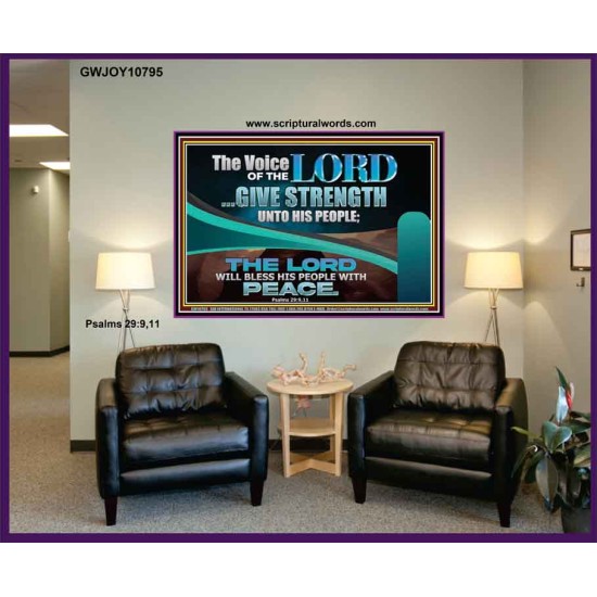 THE VOICE OF THE LORD GIVE STRENGTH UNTO HIS PEOPLE  Contemporary Christian Wall Art Portrait  GWJOY10795  