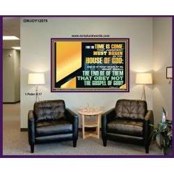 FOR THE TIME IS COME THAT JUDGEMENT MUST BEGIN AT THE HOUSE OF THE LORD  Modern Christian Wall Décor Portrait  GWJOY12075  "49x37"
