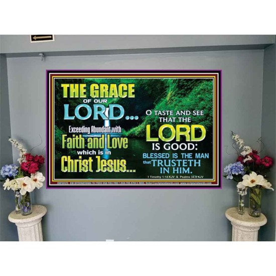 SEEK THE EXCEEDING ABUNDANT FAITH AND LOVE IN CHRIST JESUS  Ultimate Inspirational Wall Art Portrait  GWJOY10425  