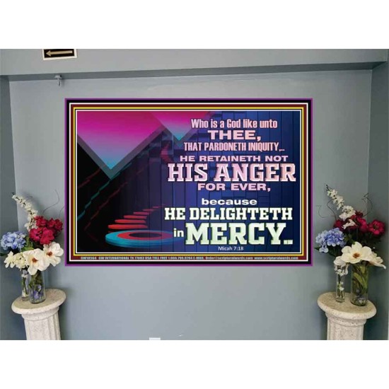 THE LORD DELIGHTETH IN MERCY  Contemporary Christian Wall Art Portrait  GWJOY10564  