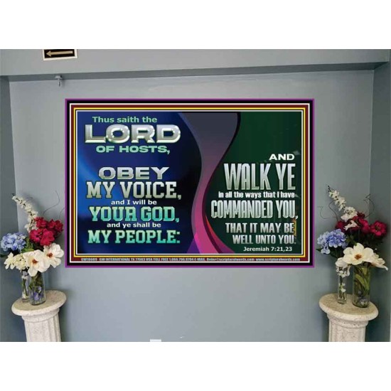 OBEY MY VOICE AND I WILL BE YOUR GOD  Custom Christian Wall Art  GWJOY10609  