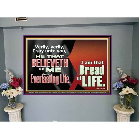 HE THAT BELIEVETH ON ME HATH EVERLASTING LIFE  Contemporary Christian Wall Art  GWJOY10758  