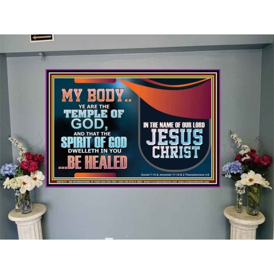 YOU ARE THE TEMPLE OF GOD BE HEALED IN THE NAME OF JESUS CHRIST  Bible Verse Wall Art  GWJOY10777  