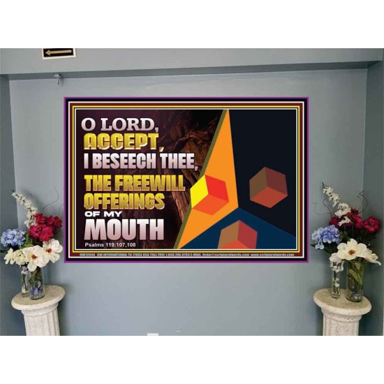 ACCEPT THE FREEWILL OFFERINGS OF MY MOUTH  Bible Verse Portrait  GWJOY12044  