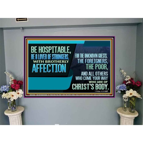 BE A LOVER OF STRANGERS WITH BROTHERLY AFFECTION FOR THE UNKNOWN GUEST  Bible Verse Wall Art  GWJOY12068  