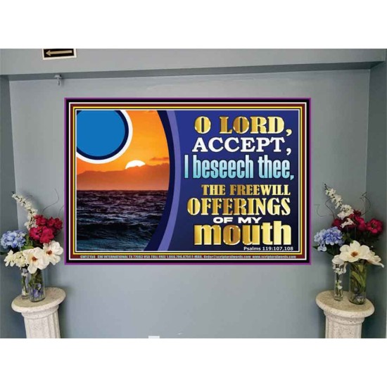 ACCEPT THE FREEWILL OFFERINGS OF MY MOUTH  Bible Verse for Home Portrait  GWJOY12158  