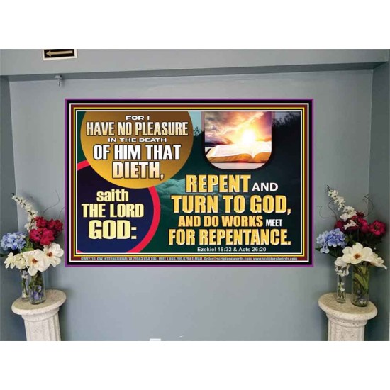 REPENT AND TURN TO GOD AND DO WORKS MEET FOR REPENTANCE  Christian Quotes Portrait  GWJOY12716  