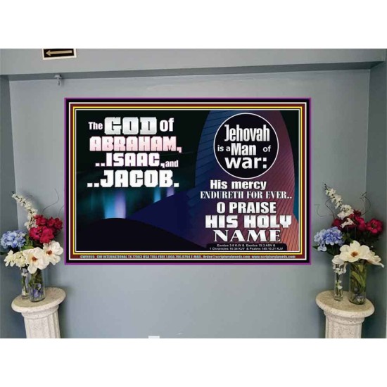JEHOVAH IS A MAN OF WAR PRAISE HIS HOLY NAME  Encouraging Bible Verse Portrait  GWJOY9955  