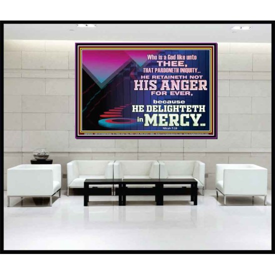 THE LORD DELIGHTETH IN MERCY  Contemporary Christian Wall Art Portrait  GWJOY10564  