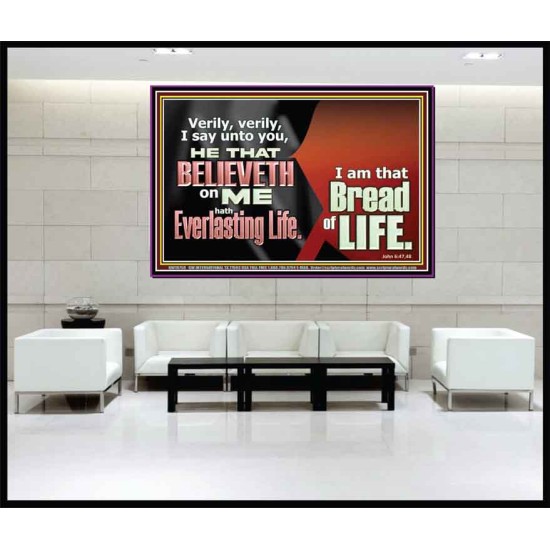 HE THAT BELIEVETH ON ME HATH EVERLASTING LIFE  Contemporary Christian Wall Art  GWJOY10758  