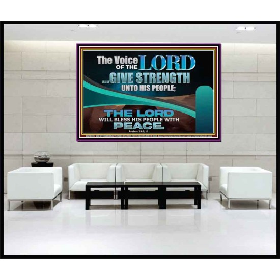 THE VOICE OF THE LORD GIVE STRENGTH UNTO HIS PEOPLE  Contemporary Christian Wall Art Portrait  GWJOY10795  