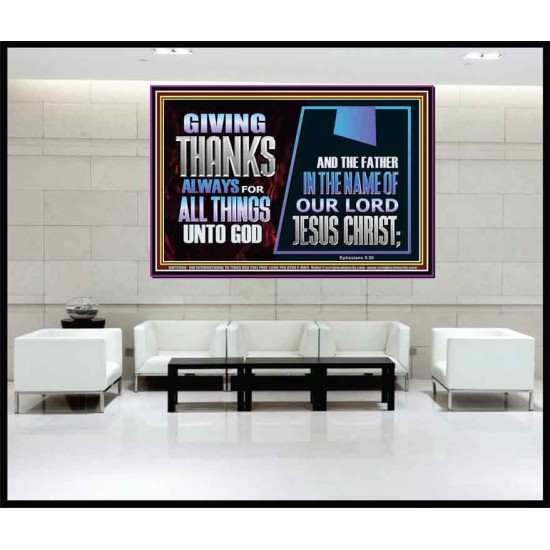 GIVE THANKS ALWAYS FOR ALL THINGS UNTO GOD  Scripture Art Prints Portrait  GWJOY12060  