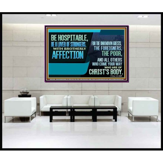 BE A LOVER OF STRANGERS WITH BROTHERLY AFFECTION FOR THE UNKNOWN GUEST  Bible Verse Wall Art  GWJOY12068  