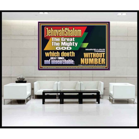 JEHOVAH SHALOM WHICH DOETH GREAT THINGS AND UNSEARCHABLE  Scriptural Décor Portrait  GWJOY12699  