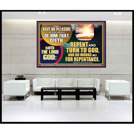 REPENT AND TURN TO GOD AND DO WORKS MEET FOR REPENTANCE  Christian Quotes Portrait  GWJOY12716  