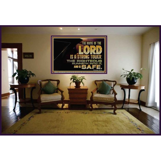 THE NAME OF THE LORD IS A STRONG TOWER  Contemporary Christian Wall Art  GWJOY10542  