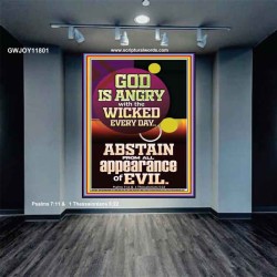 GOD IS ANGRY WITH THE WICKED EVERY DAY ABSTAIN FROM EVIL  Scriptural Décor  GWJOY11801  "37x49"