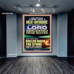 THE ANGEL OF THE LORD DESCENDED FROM HEAVEN AND ROLLED BACK THE STONE FROM THE DOOR  Custom Wall Scripture Art  GWJOY11826  "37x49"