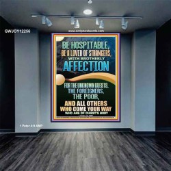 BE HOSPITABLE BE A LOVER OF STRANGERS WITH BROTHERLY AFFECTION  Christian Wall Art  GWJOY12256  "37x49"