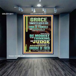GRACE UNMERITED FAVOR OF GOD BE MODEST IN YOUR THINKING AND JUDGE YOURSELF  Christian Portrait Wall Art  GWJOY13011  "37x49"