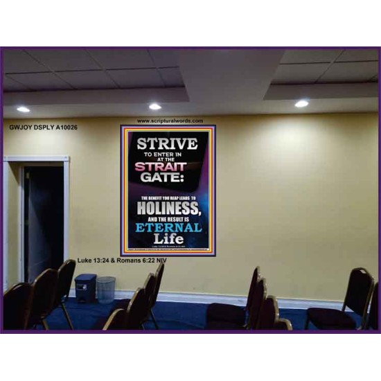 STRAIT GATE LEADS TO HOLINESS THE RESULT ETERNAL LIFE  Ultimate Inspirational Wall Art Portrait  GWJOY10026  