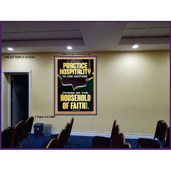 PRACTICE HOSPITALITY TO ONE ANOTHER  Contemporary Christian Wall Art Portrait  GWJOY12254  
