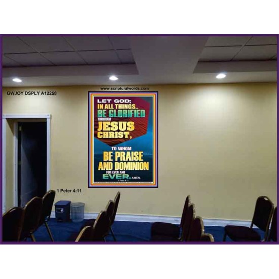 ALL THINGS BE GLORIFIED THROUGH JESUS CHRIST  Contemporary Christian Wall Art Portrait  GWJOY12258  