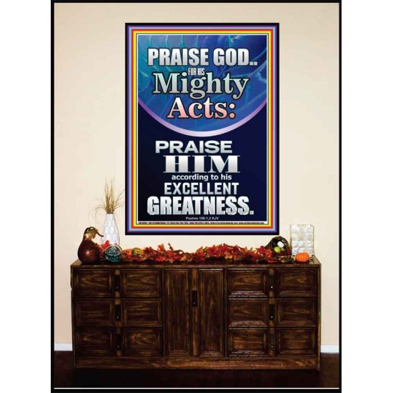 PRAISE FOR HIS MIGHTY ACTS AND EXCELLENT GREATNESS  Inspirational Bible Verse  GWJOY10062  