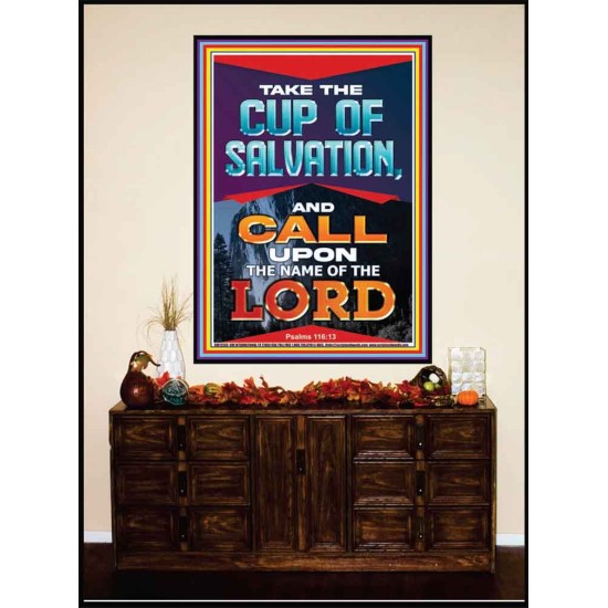 TAKE THE CUP OF SALVATION AND CALL UPON THE NAME OF THE LORD  Scripture Art Portrait  GWJOY12203  