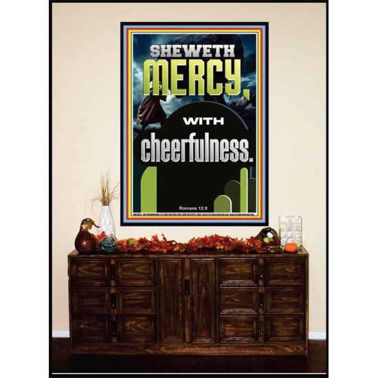 SHEWETH MERCY WITH CHEERFULNESS  Bible Verses Portrait  GWJOY13012  