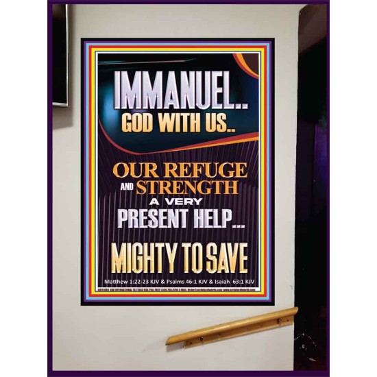 IMMANUEL GOD WITH US OUR REFUGE AND STRENGTH MIGHTY TO SAVE  Sanctuary Wall Picture  GWJOY11889  