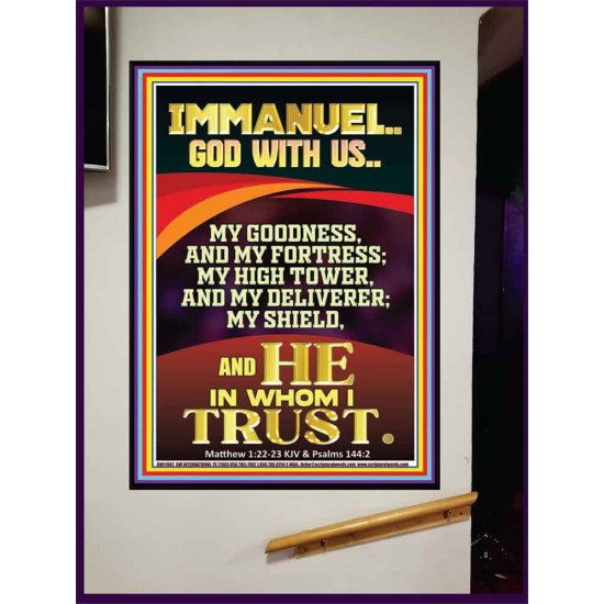 IMMANUEL GOD WITH US MY GOODNESS MY FORTRESS MY HIGH TOWER MY DELIVERER MY SHIELD  Children Room Wall Portrait  GWJOY11942  